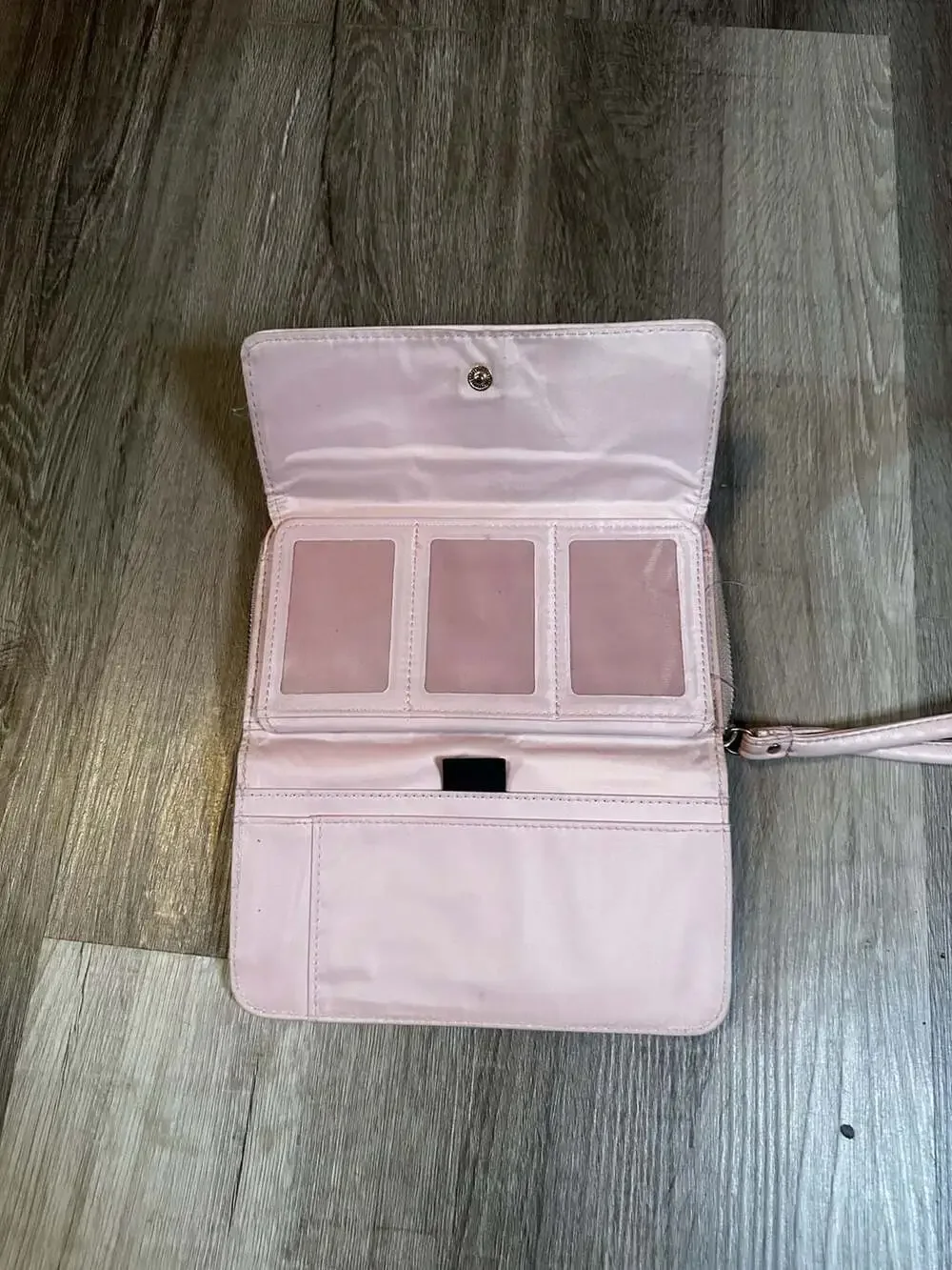 Time and Tru Pink Faux Leather Clutch Wallet with Wristlet